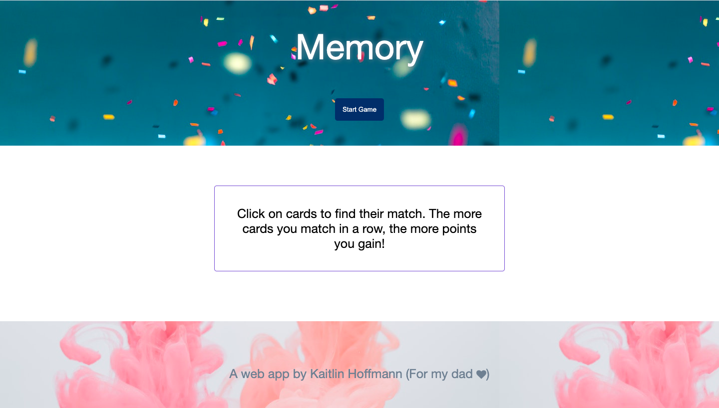 memory game screenshot